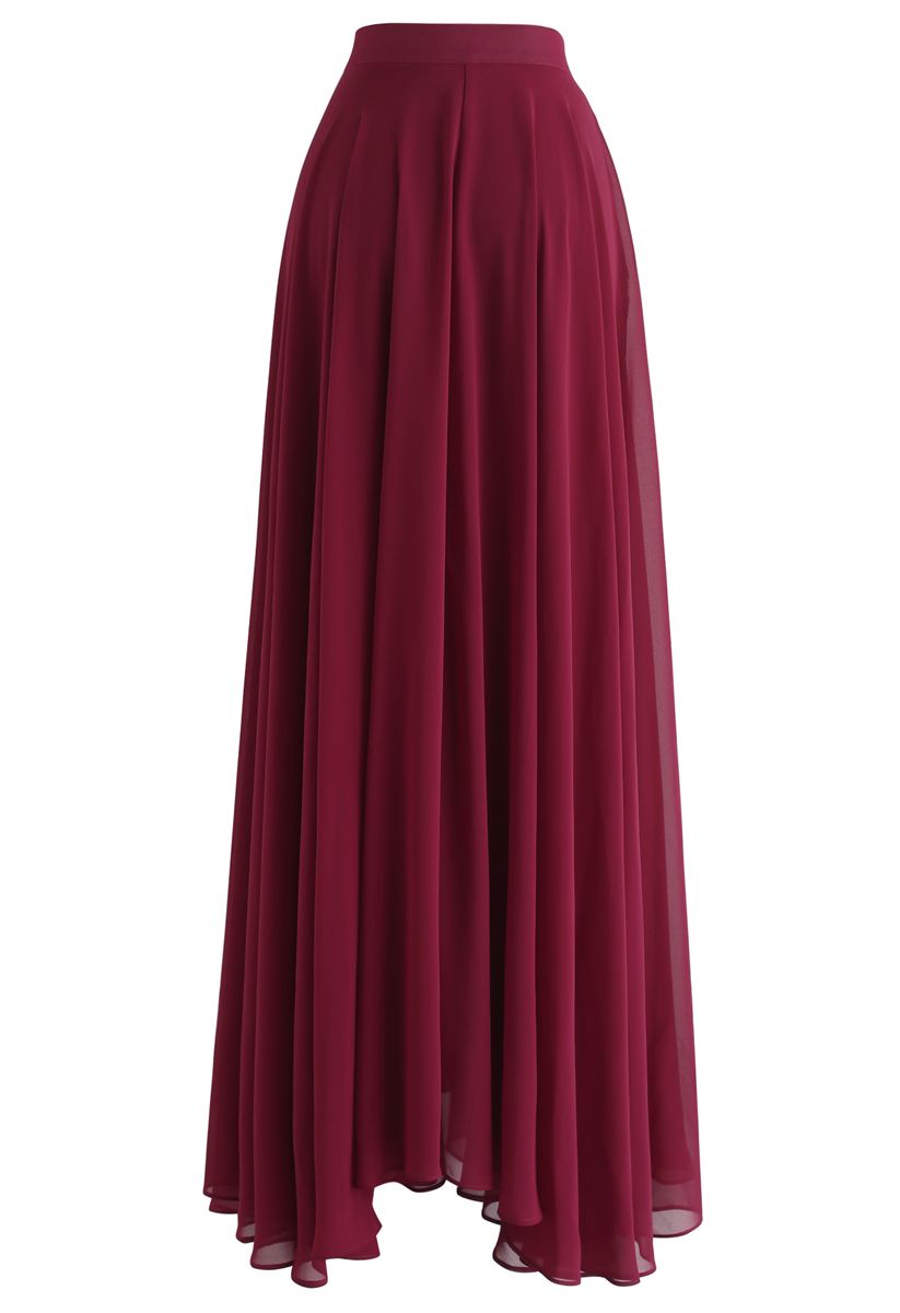 Timeless Favorite Chiffon Maxi Skirt in Wine