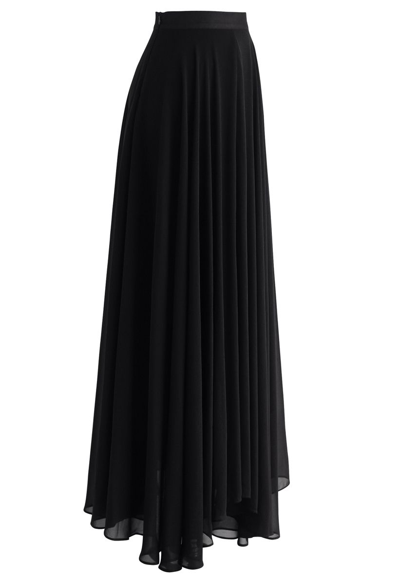 Timeless Favorite Chiffon Maxi Skirt in Black