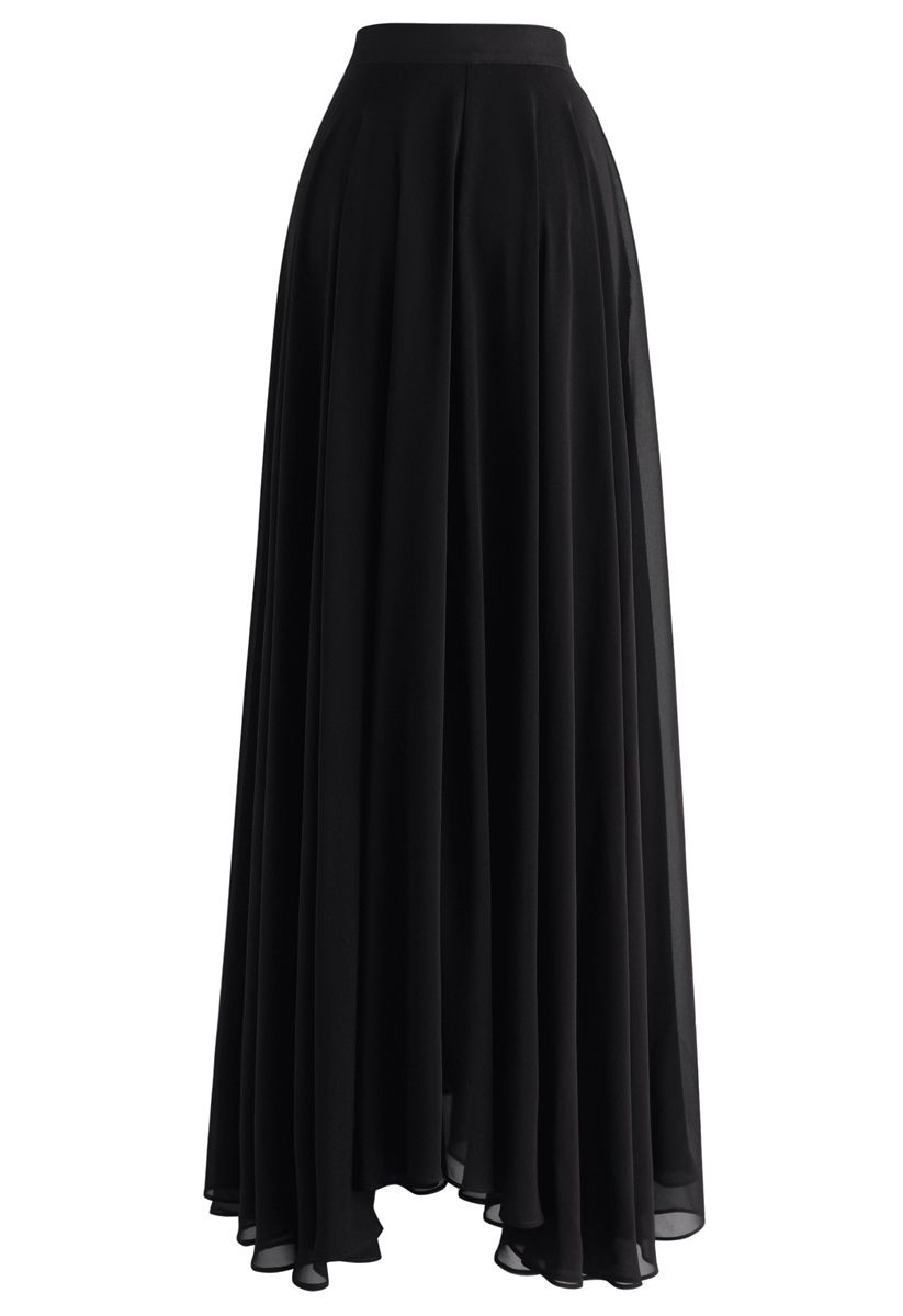 Timeless Favorite Chiffon Maxi Skirt in Black