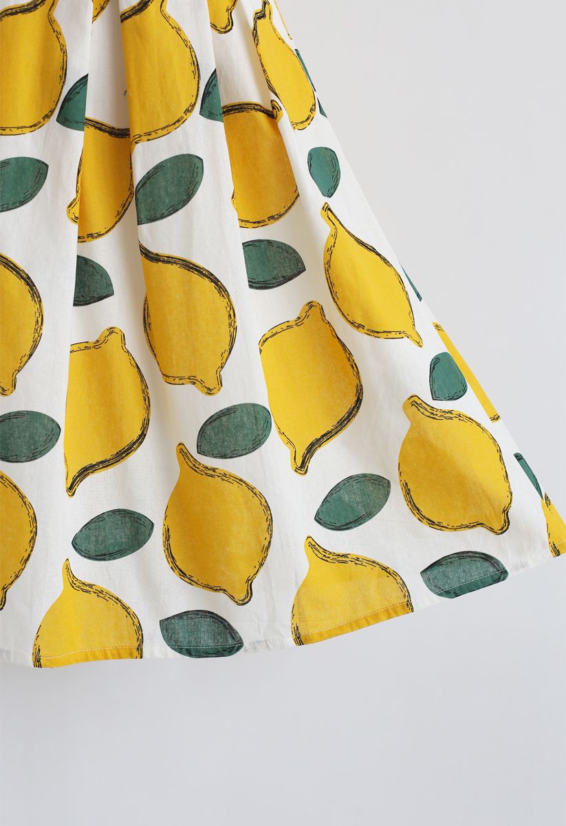 Summer Cool Lemon A-Line Midi Skirt 