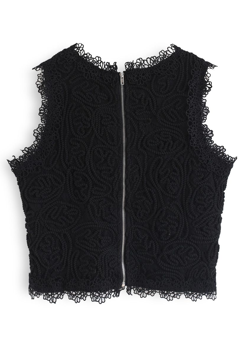Diva Full Lace Crop Top in Black