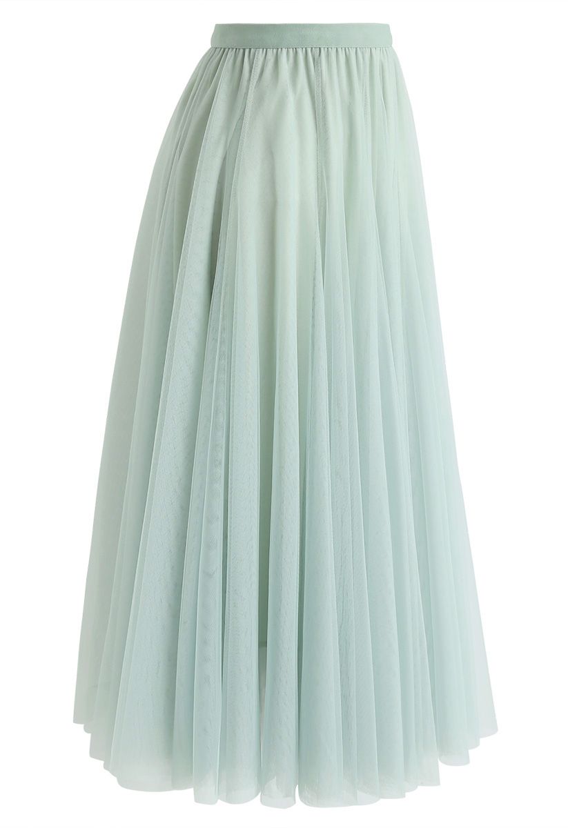 My Secret Garden Tulle Maxi Skirt in Mint