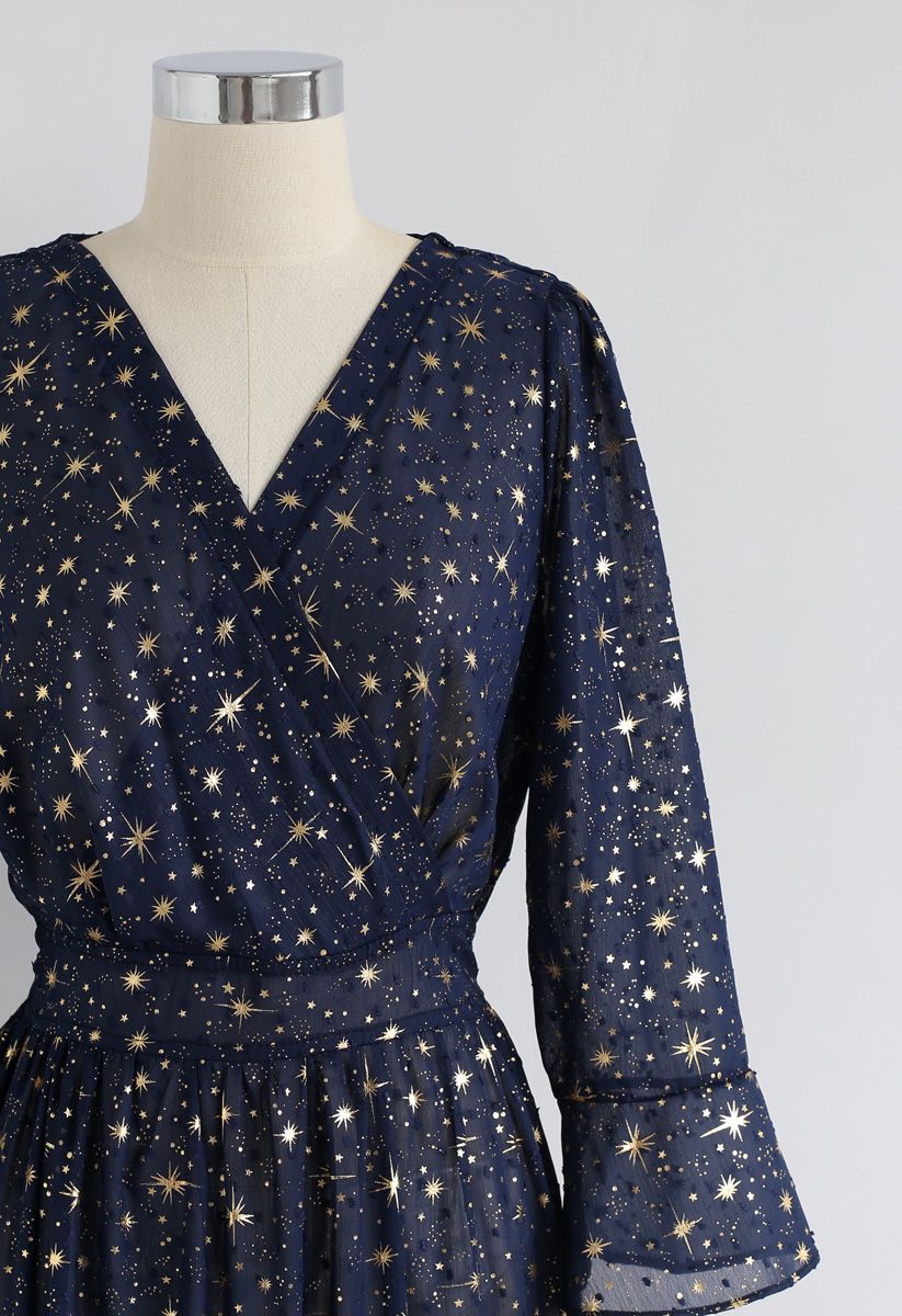 Glory of Love Star Printed Maxi Dress in Navy