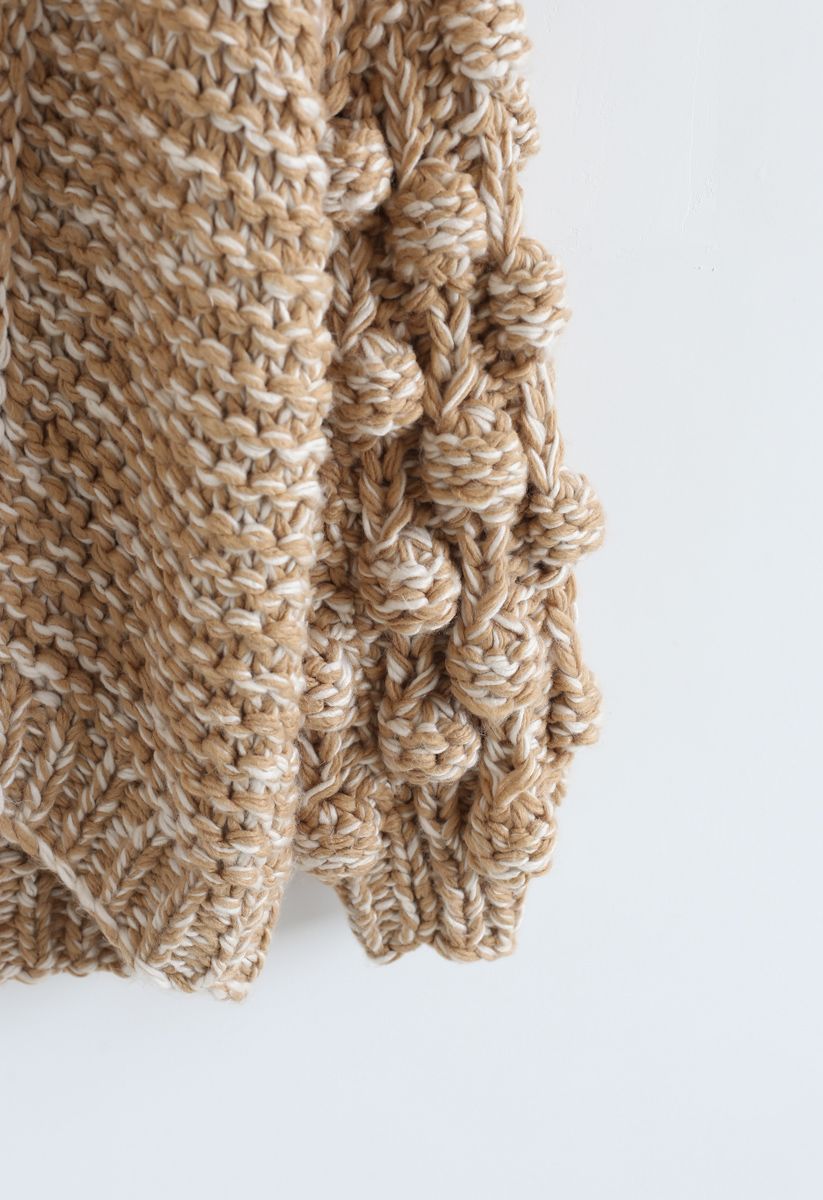 Cuteness on Sleeves Chunky Knit Longline Cardigan in Camel
