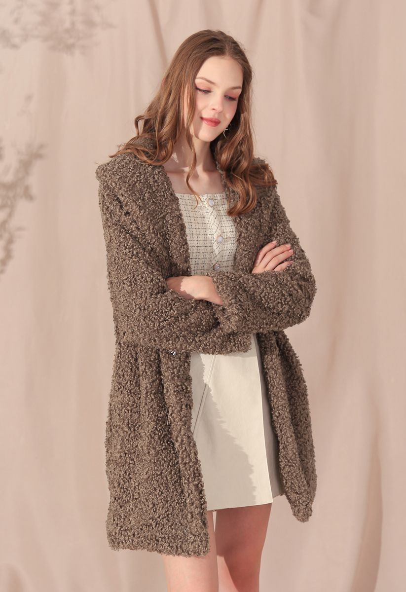Feeling of Warmth Faux Fur Longline Coat in Brown