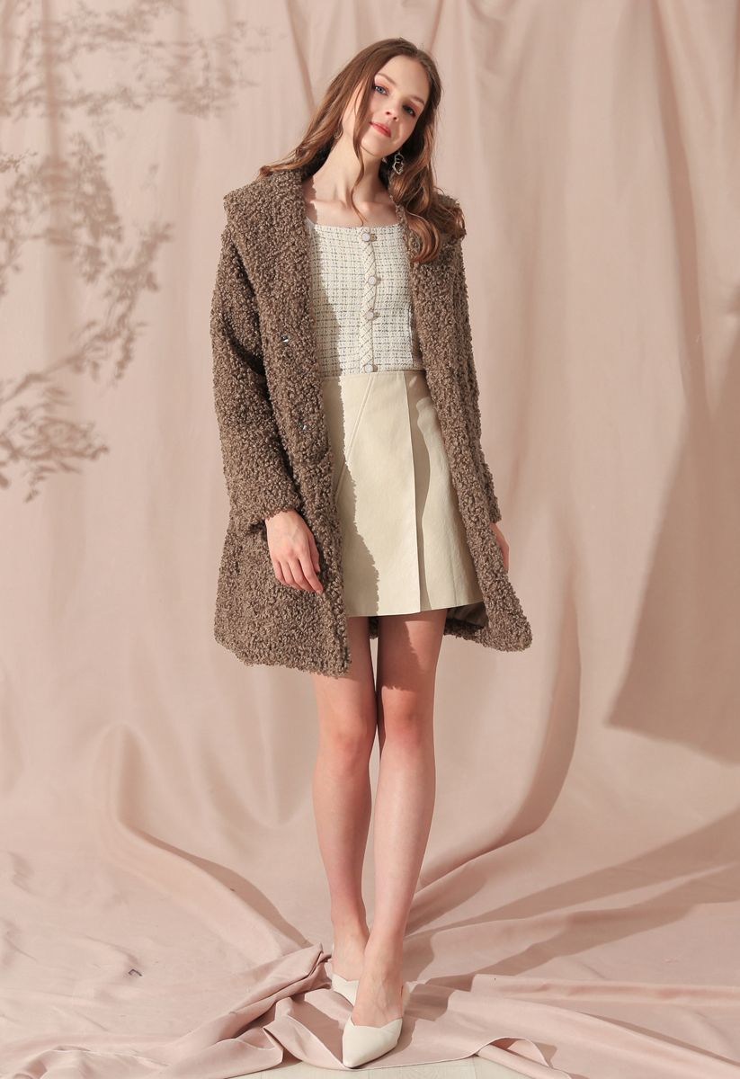 Feeling of Warmth Faux Fur Longline Coat in Brown