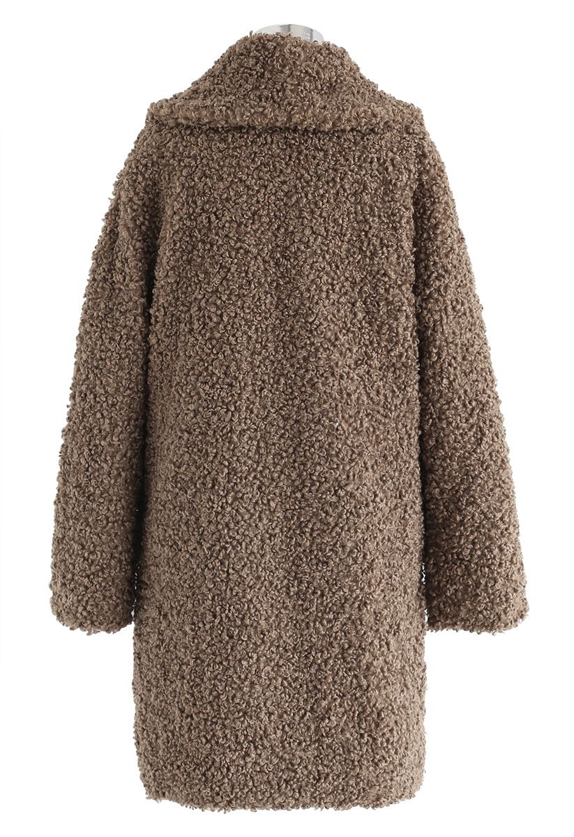 Feeling of Warmth Faux Fur Longline Coat in Brown