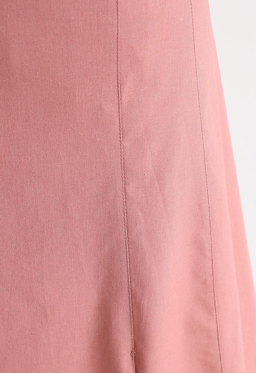Asymmetric Hem Pencil Skirt in Pink