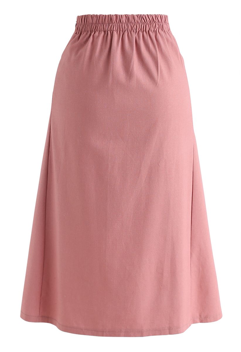 Asymmetric Hem Pencil Skirt in Pink