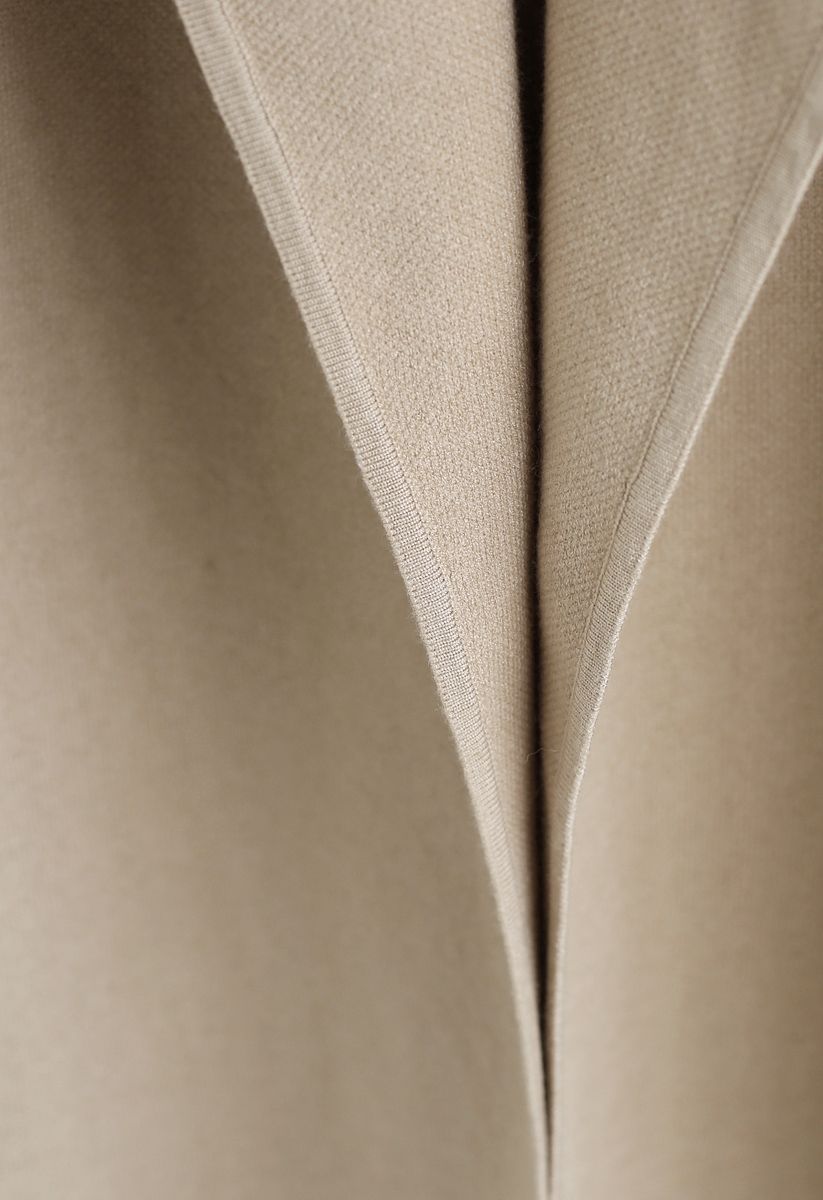 Classy Open Front Knit Coat in Light Tan