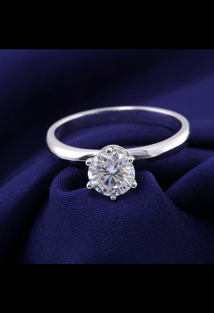 Hexagon Moissanite Diamond Glossy Round Ring