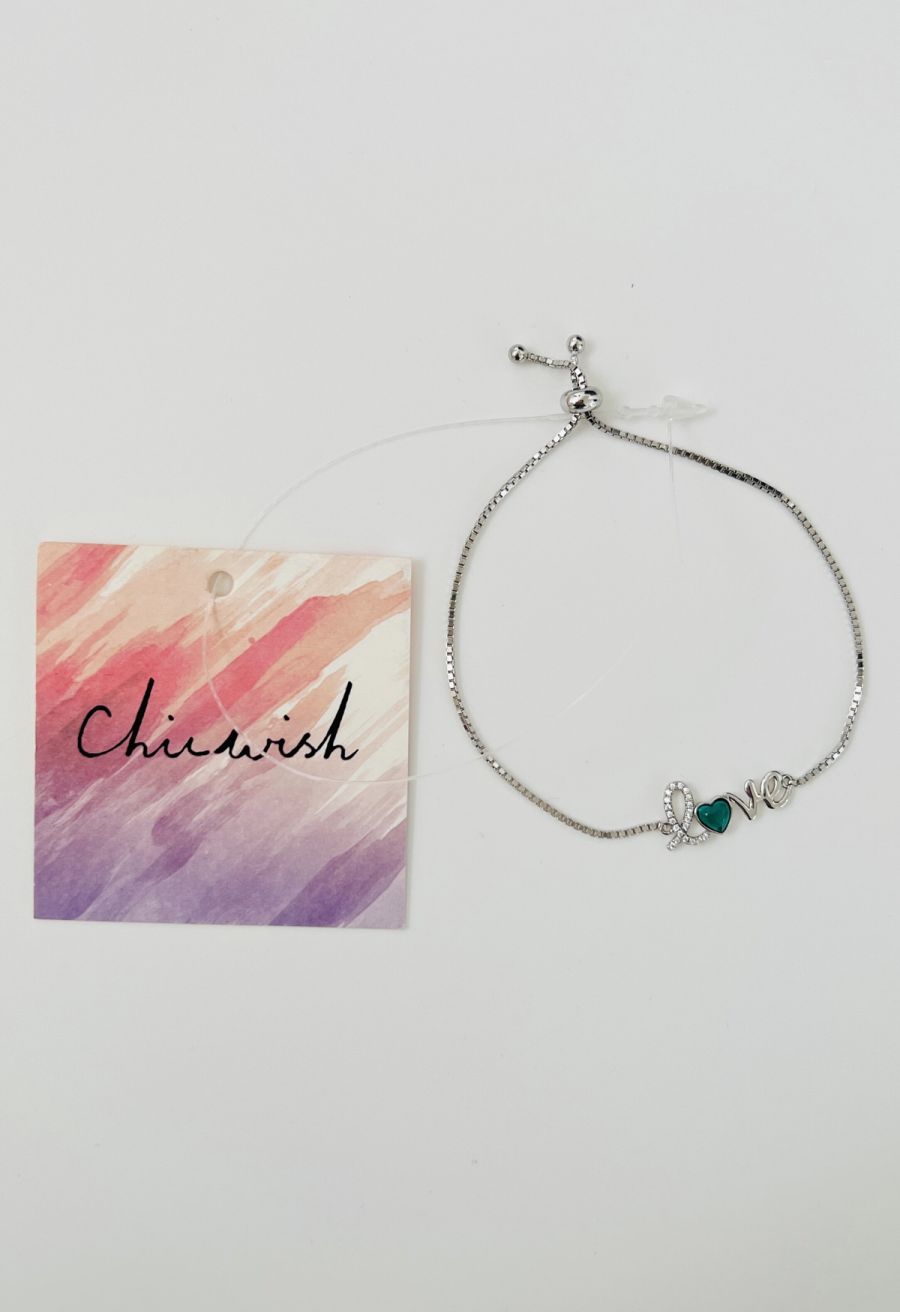 Love Sign Heart Shape Emerald Bracelet