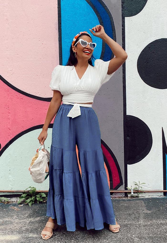 Sunny Days Wide-Leg Pants in Navy