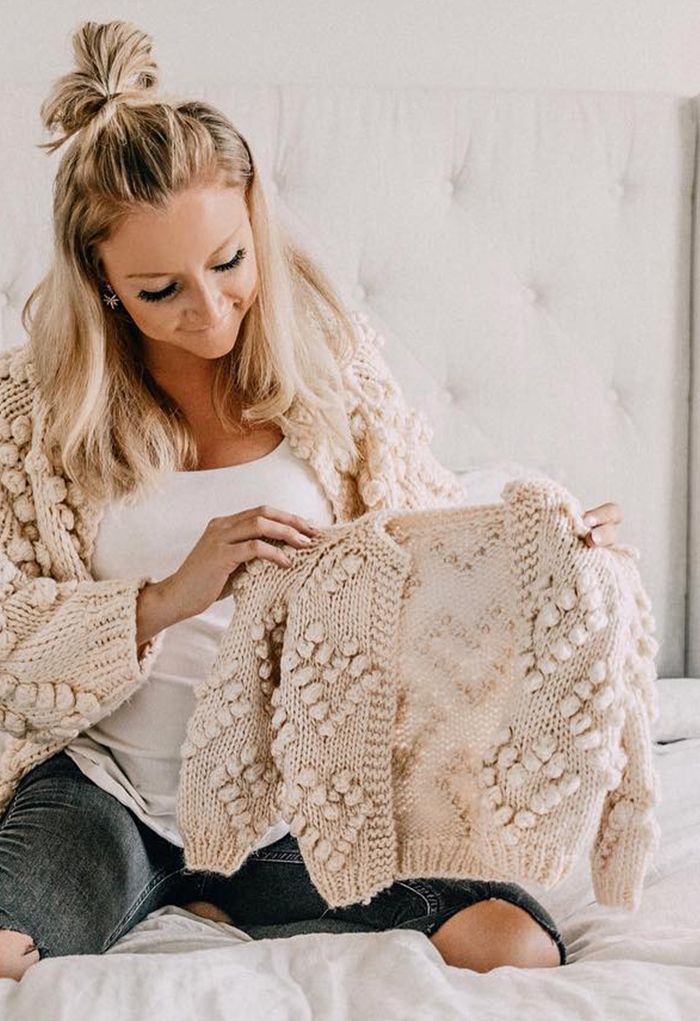 Knit Your Love Cardigan in Ivory For Kids