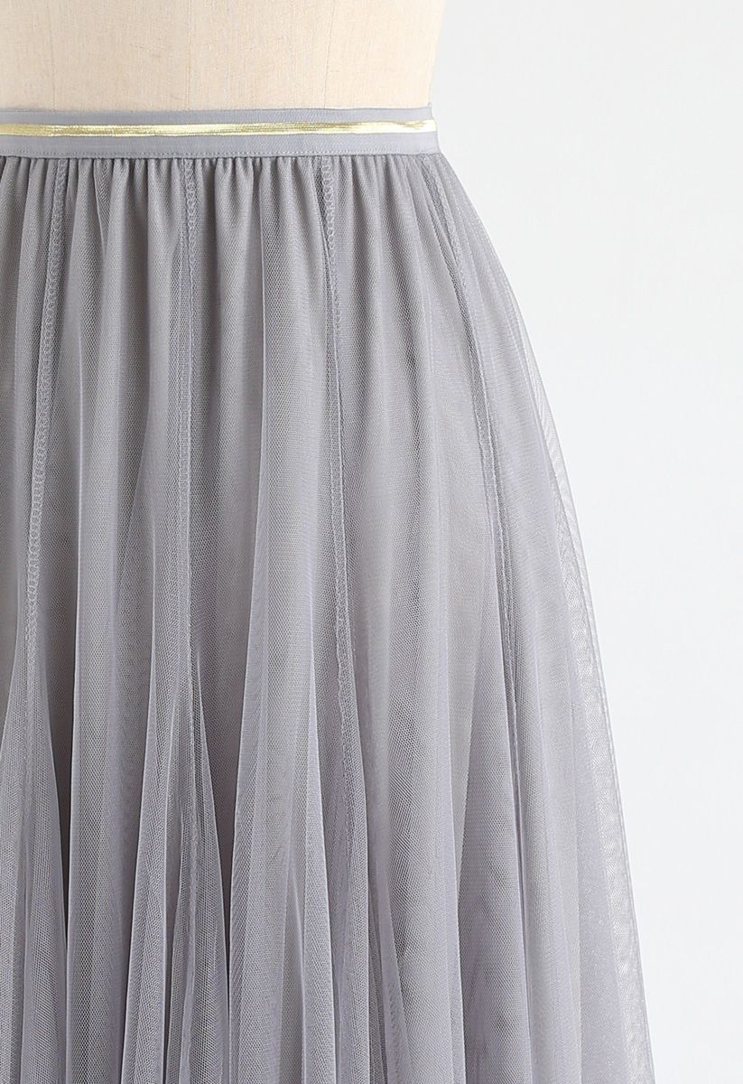 My Secret Garden Tulle Maxi Skirt in Grey