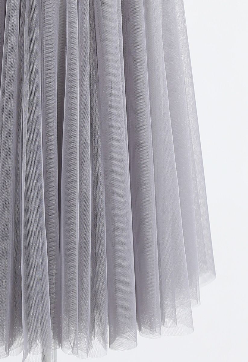 My Secret Garden Tulle Maxi Skirt in Grey