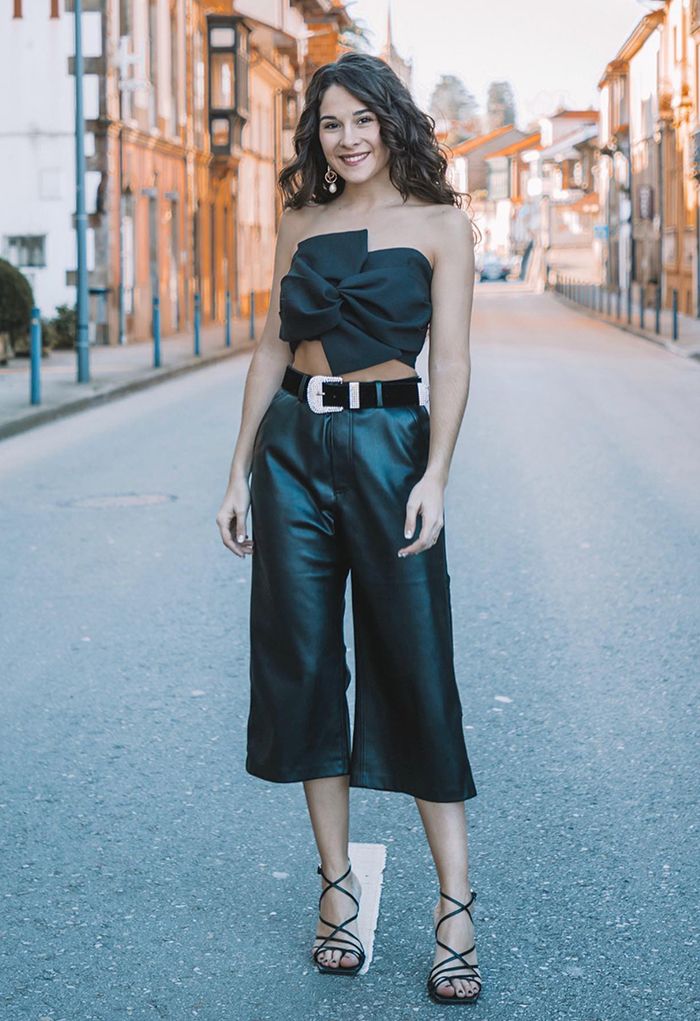 Sweet Knot Bustier Top in Black