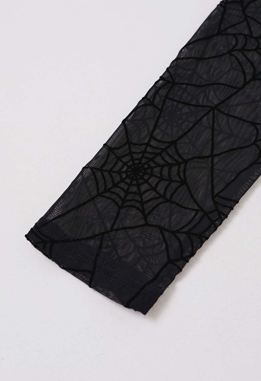 Spider Web Semi-Sheer Mesh Tulle Top