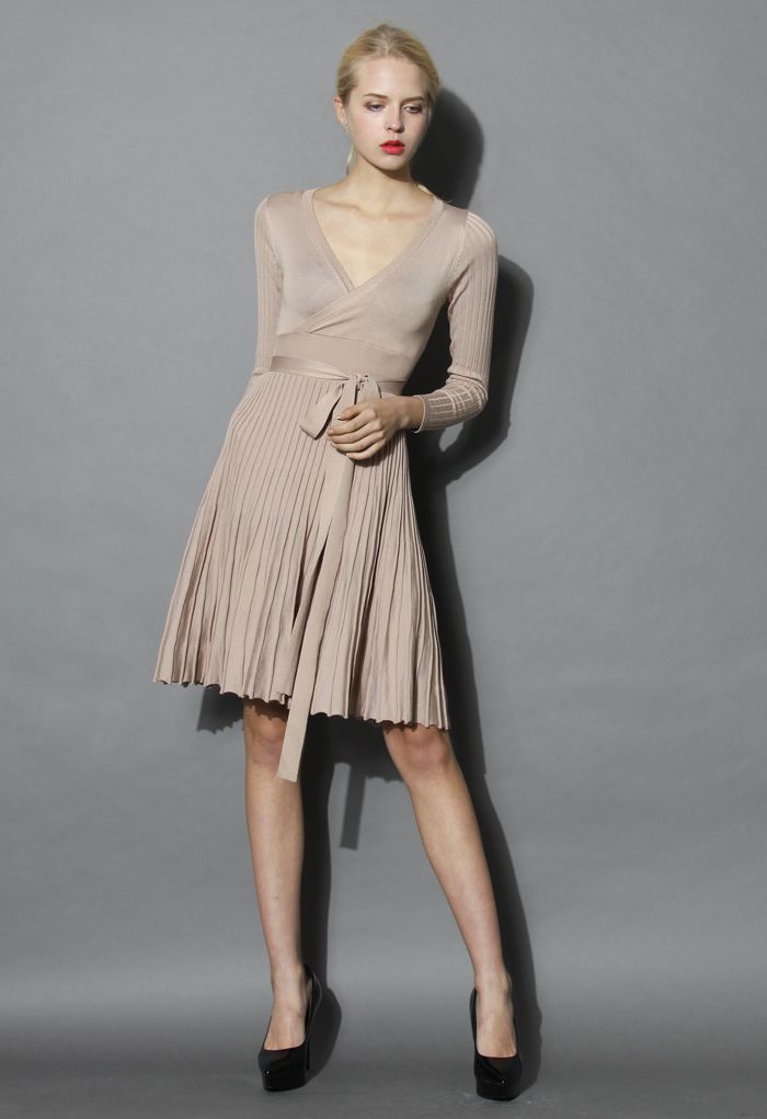 Embrace a Lithe Knitted Dress in Nude