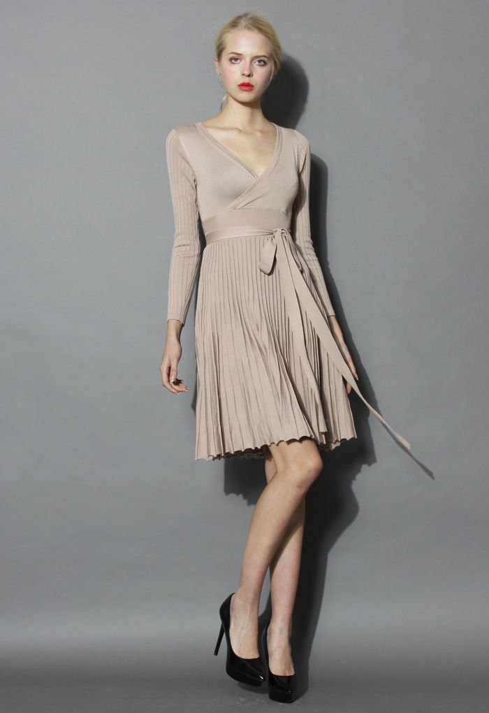 Embrace a Lithe Knitted Dress in Nude