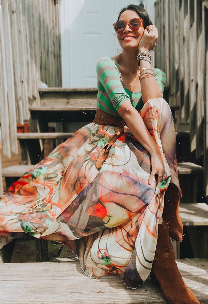 Richly Tinting Watercolor Maxi Skirt