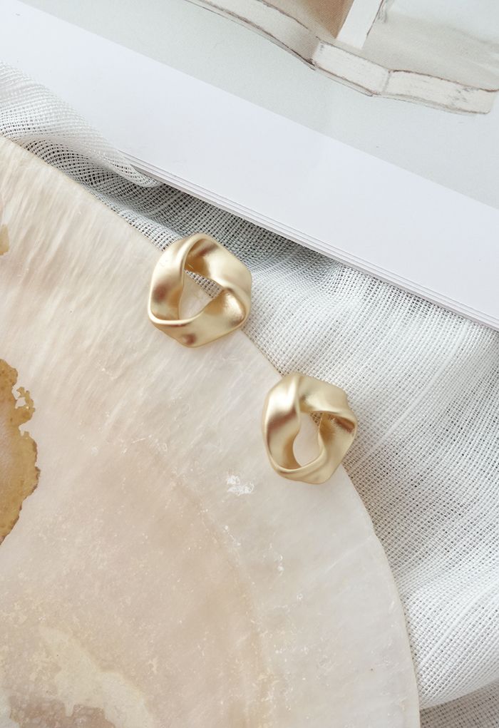 Twist Golden Stud Earrings
