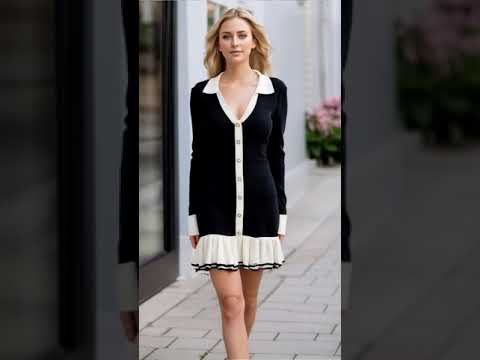 V-Neck Cutout Back Bowknot Tiered Hem Knit Dress in Black