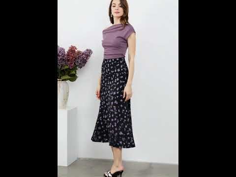 Purple Posy Textured A-Line Maxi Skirt