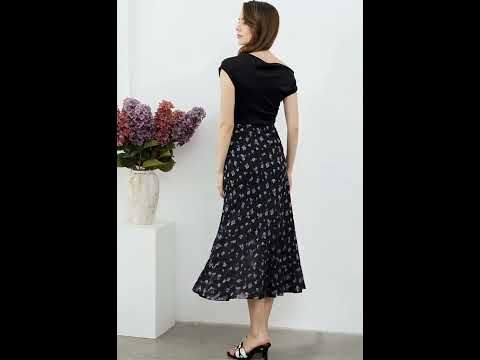 Purple Posy Textured A-Line Maxi Skirt