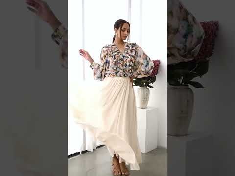 Fluttering Ruffle Floral Chiffon Crop Top in Multicolor