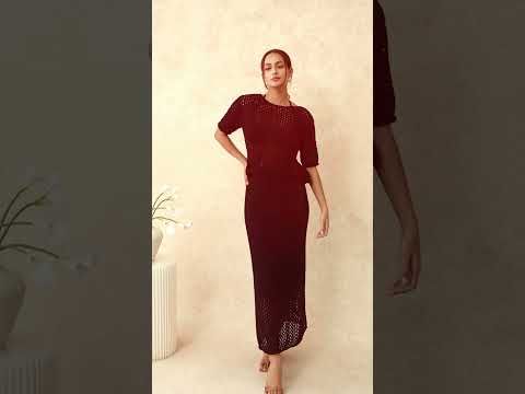 Hollow Out Rolled Edge Knit Top in Black