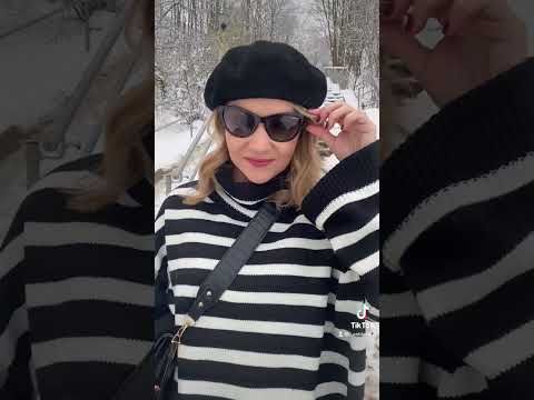 Striped Oversize Flare Sleeve Turtleneck Knit Sweater in Black