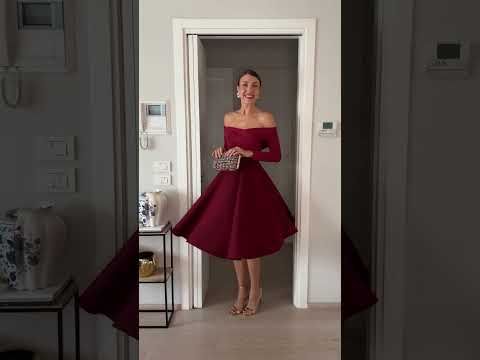Autumn Edit Tweed Flare Midi Skirt in Burgundy