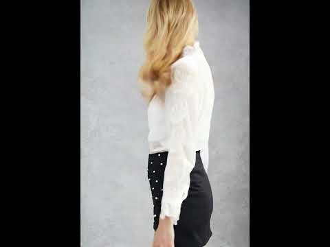Rhinestone Decor Grid Mini Bud Skirt in Black