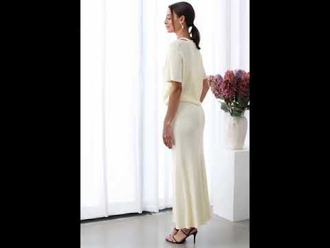 Halter Neck Cutout Wrap Knit Twinset Dress in Cream