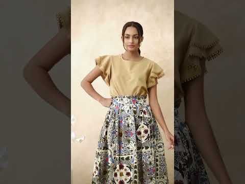 Lace Ruffle Sleeve Cotton Dolly Top in Tan