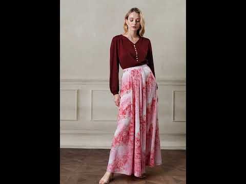 Pearl Decor Self-Tie Bowknot Textured Crop Top in Burgundy