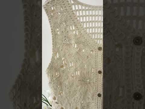 Sequined Floral Open-Knit Crochet Sleeveless Top in Sand