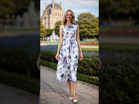 Watercolor Anemone Blossom Sleeveless Midi Dress