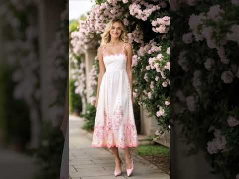 Pinky Wavy Floral Tie-Back Bowknot Cami Dress
