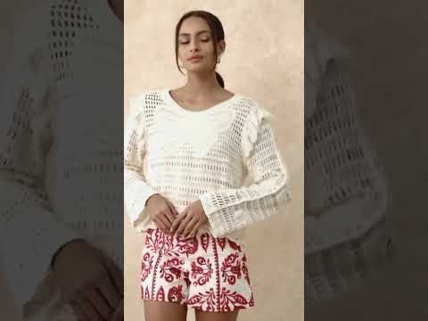 Butterfly Open-Knit Crochet Cotton Top