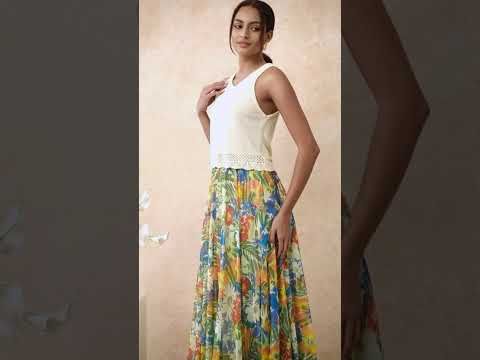 Jungle Blue Chiffon Maxi Skirt