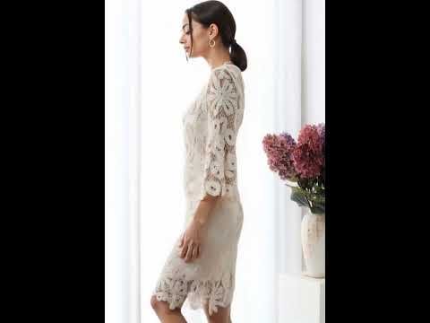 Floral Cutwork Grid Crochet Cover Up Dress in Sand