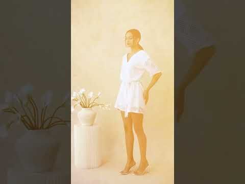 Deep V-Neck Eyelet Crochet Playsuit