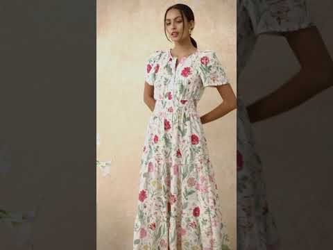 Ebullient Flower Embroidered Frilling Maxi Dress