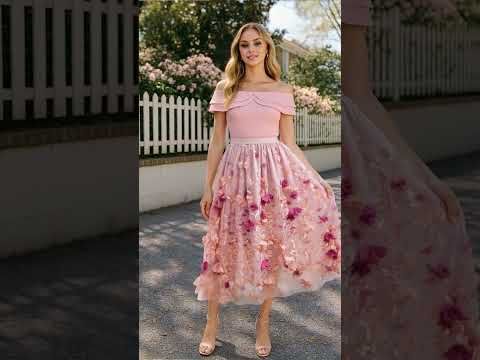 3D Clover Applique Mesh Tulle Maxi Skirt in Coral