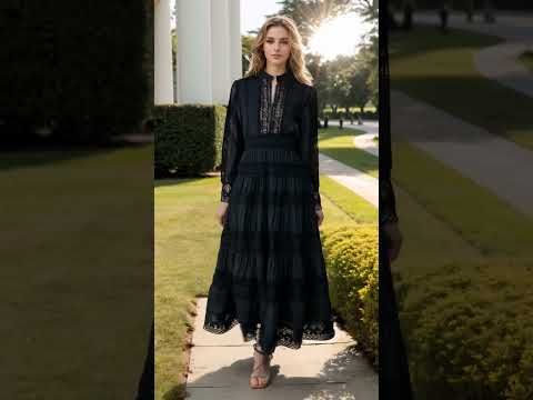 Savvy Elegance Notch Neck Floral Lace Panelled Maxi Dress in Black