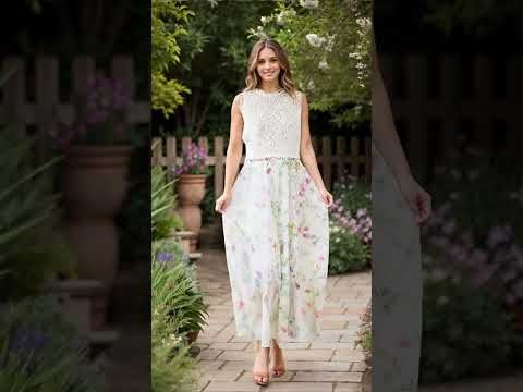 Watercolor Wild Flowers Printed Chiffon Maxi Skirt