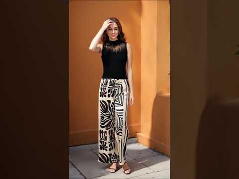 Two-Tone Exotic Tile Printed Satin Pants
