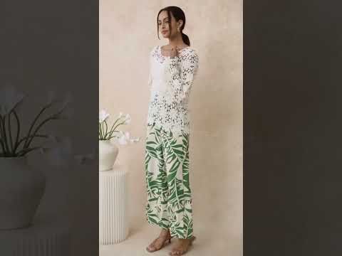 Floret Guipure Lace Long Sleeve Top in Cream